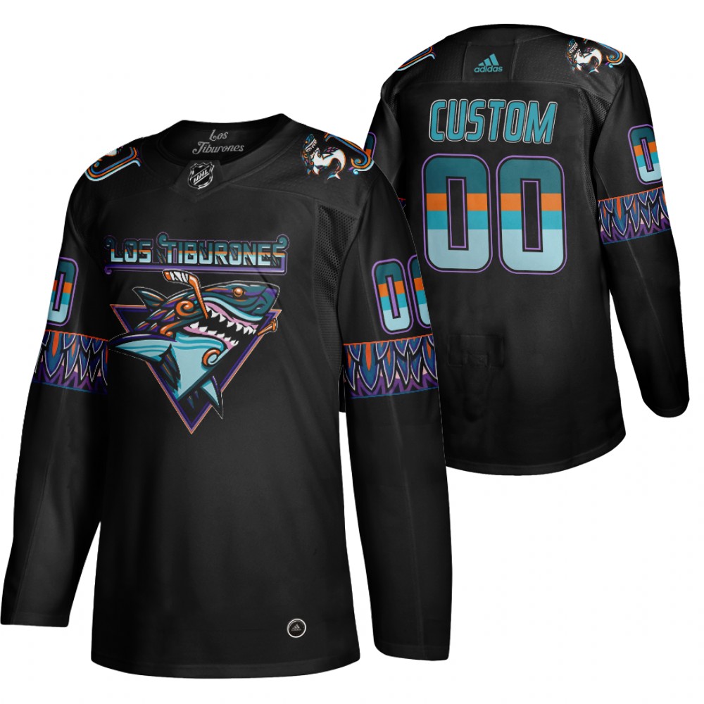 San Jose Sharks Custom Men Adidas 2020 Los Tiburones Limited NHL Jersey Black